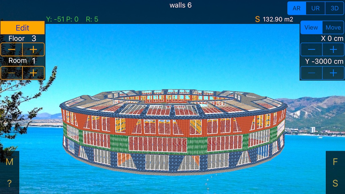 Screenshot of Home Repair 3D Pro iOS app (AR view)