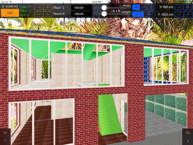 Screenshot of Home Repair 3D Pro iOS app (AR view)